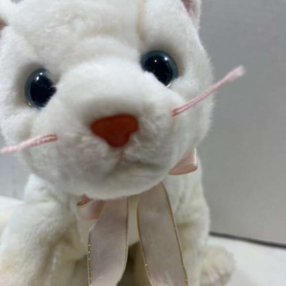 Ty The Beanie Buddy Collection White Cat Blue Eyes Long Tail 1999 Plush Toy - Picture 8 of 12